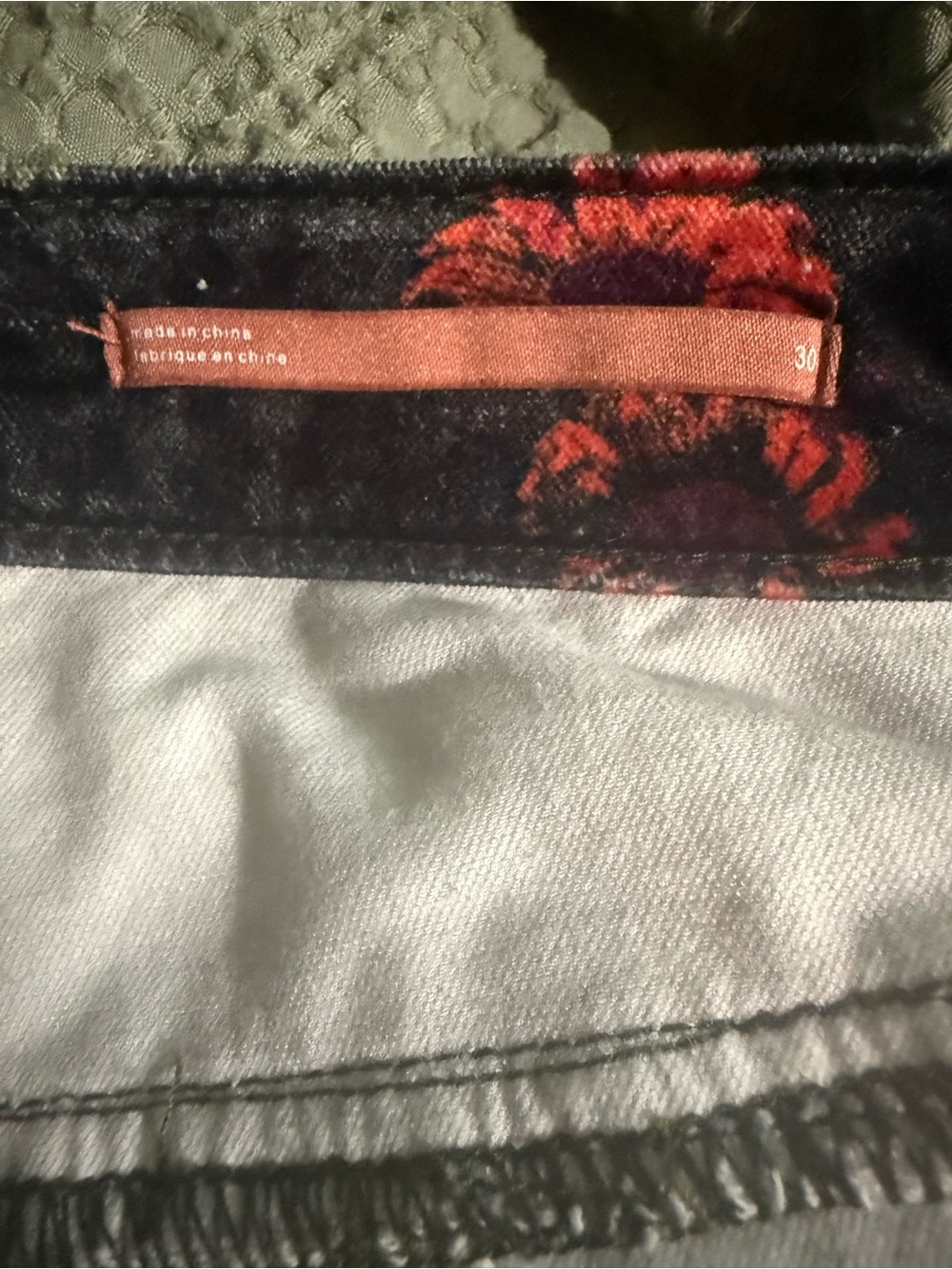 Pilcro Multicolor Floral Velvet Bootcut Pants on Black - Picture 4 of 5